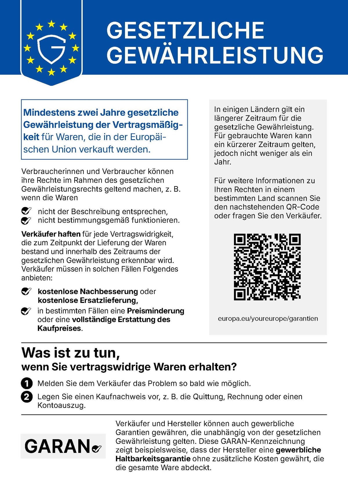 Gesetzliche Gewaehrleistung abbildung in deutsch
